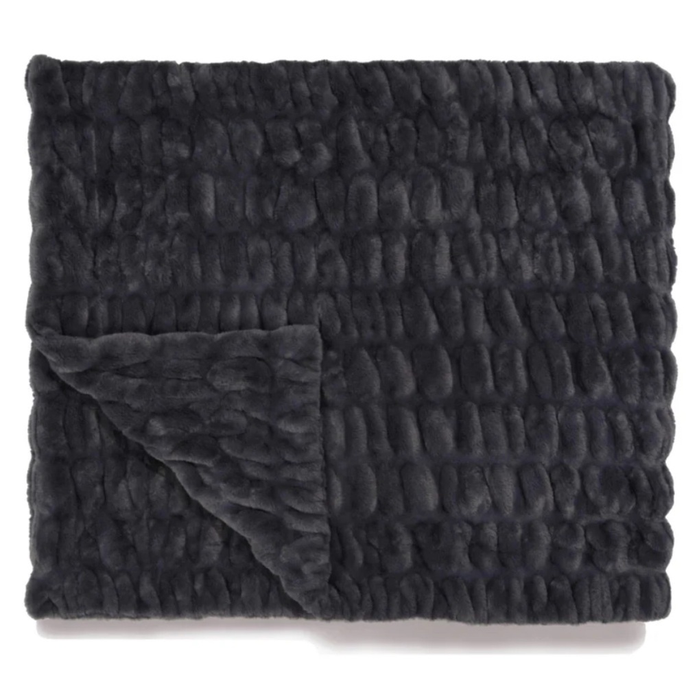 Lola Plush Faux Fur Throw Blanket - Dark Gray
